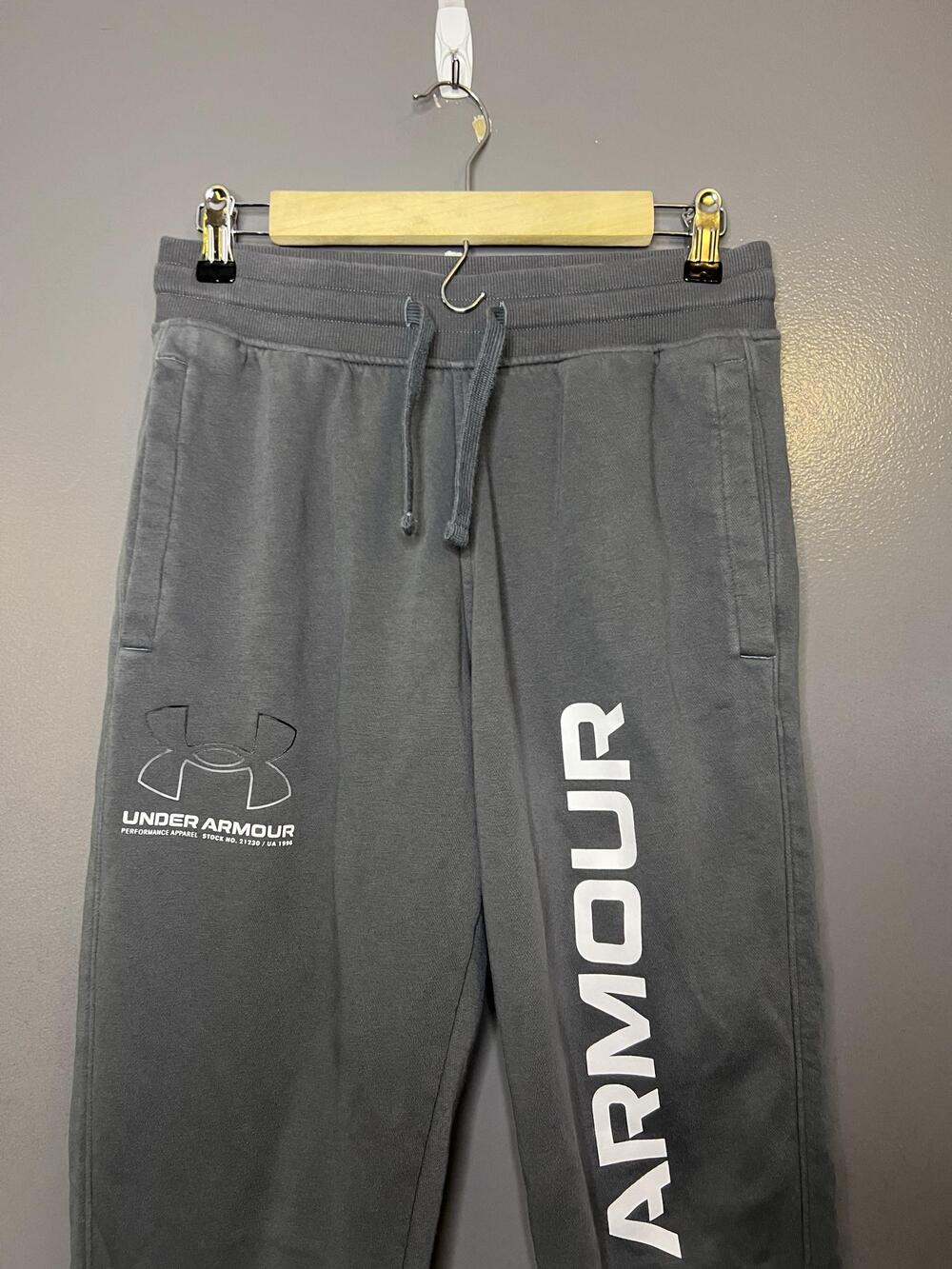 Under Armour Sweatpants Mens Medium Gray Fleece Jogger Pants Logo Athletic